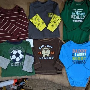 Lot of (6) long sleeve shirts, size 18 months